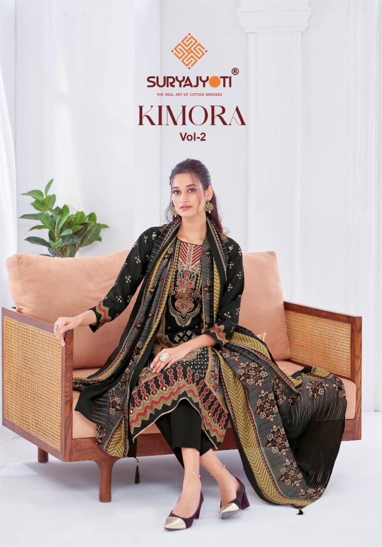 SURYAJYOTI KIMORA VOL 2 MODAL DISCHARGE PRINT STYLISH 3PCS DRESS