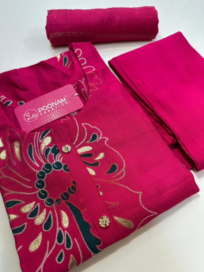 POONAM CREATION KIT-KAT READYMADE VATICAN PLUS SIZE 3PCS DRESS