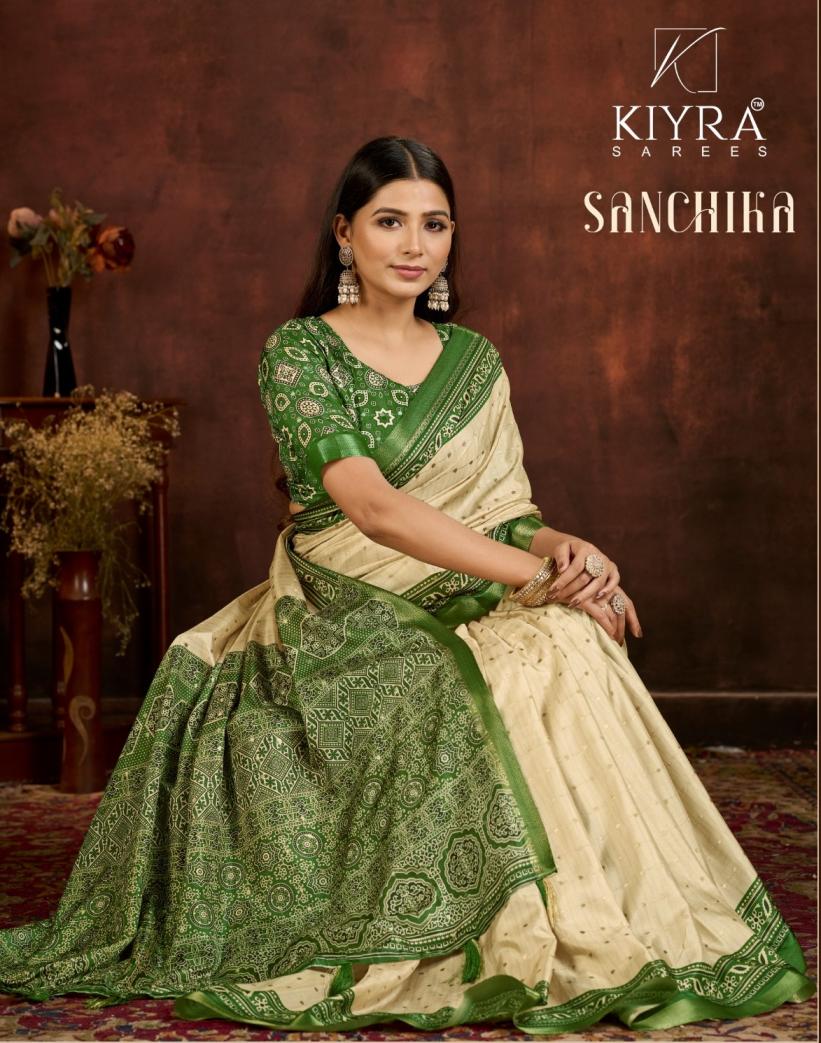 SANCHIKA BY KIYRA AMAZING TUSSER BUTTI SILK SAREE EXPORTS 
