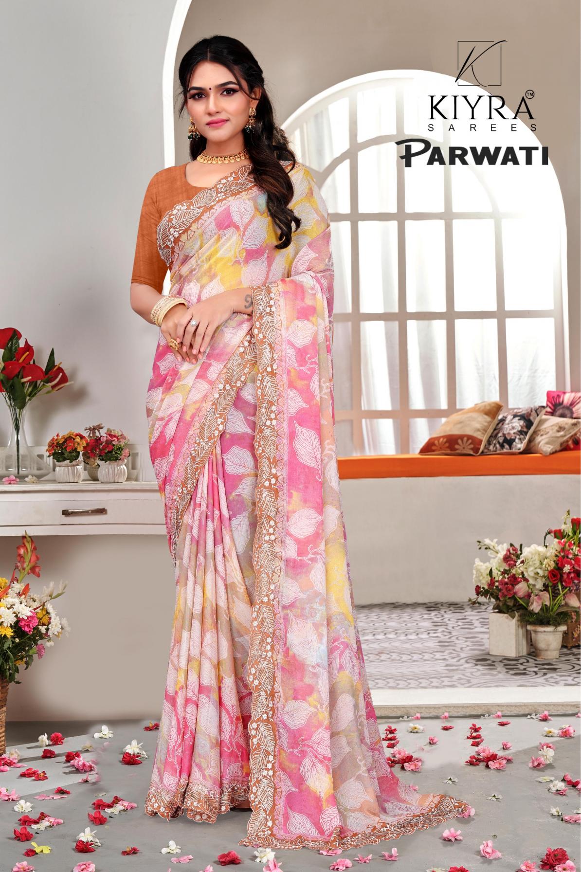 PARWATI BY KIYRA DULL MOSS UNIQUE SAREES ONLINE 
