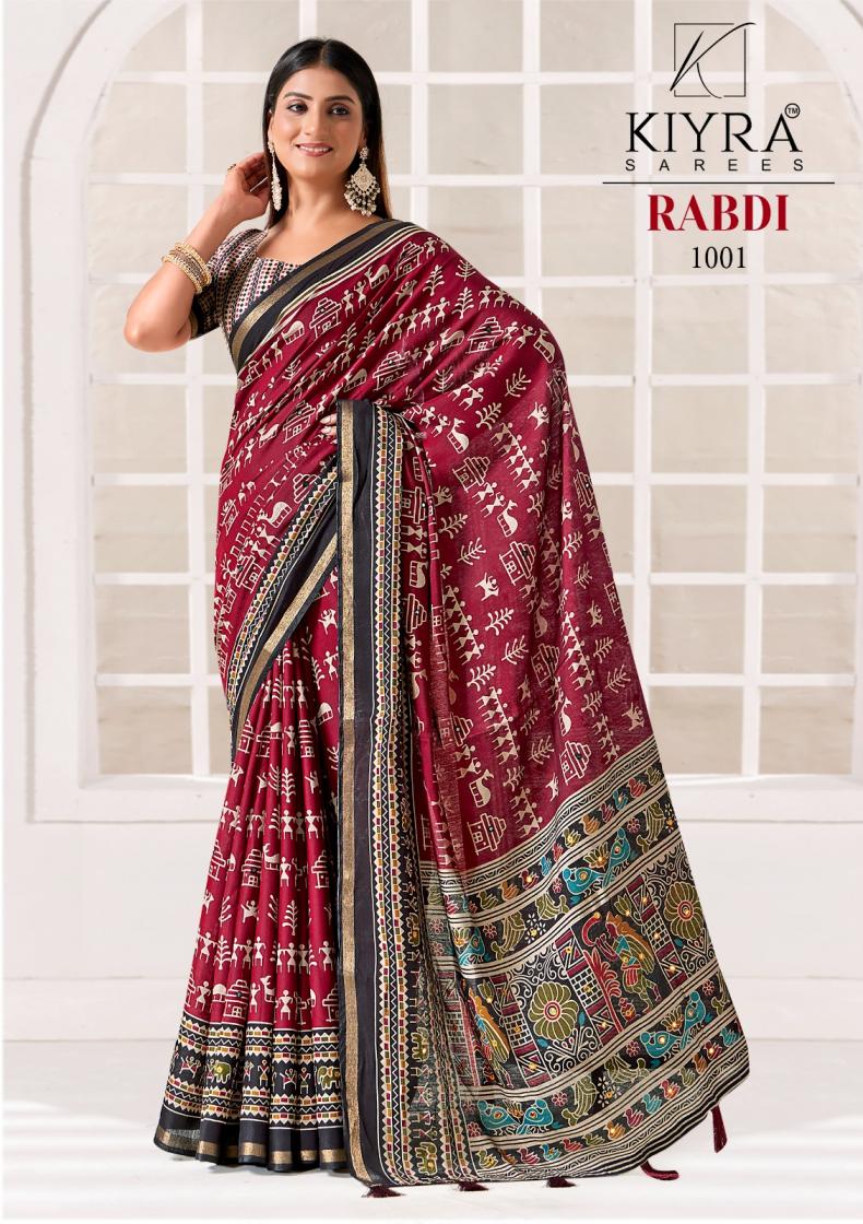 RABDI BY KIYRA BLACK CHANDERI HIT DESIGN SAREES 