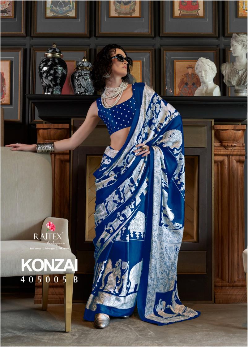 RAJTEX KONZAI 405005 SATIN CRAPE ELEGANCE SAREES 