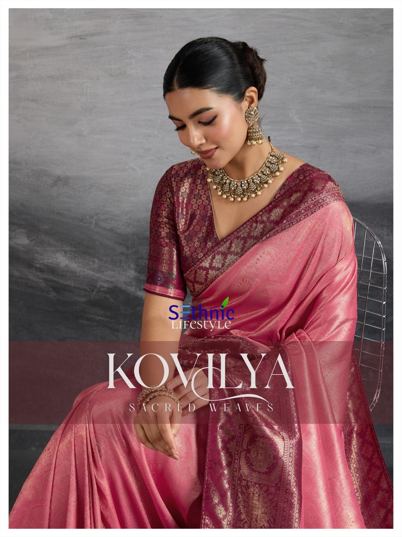 SETHNIC LIFESTYLE KOVILYA KANJIVARAM SILK FASHIONBALE SAREE ONLINE 