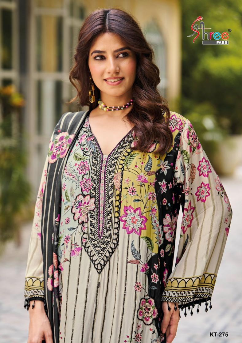 SHREE FABS PRESENTS KT 275 UNSTITCH TOP BOTTOM AND DUPATTA 