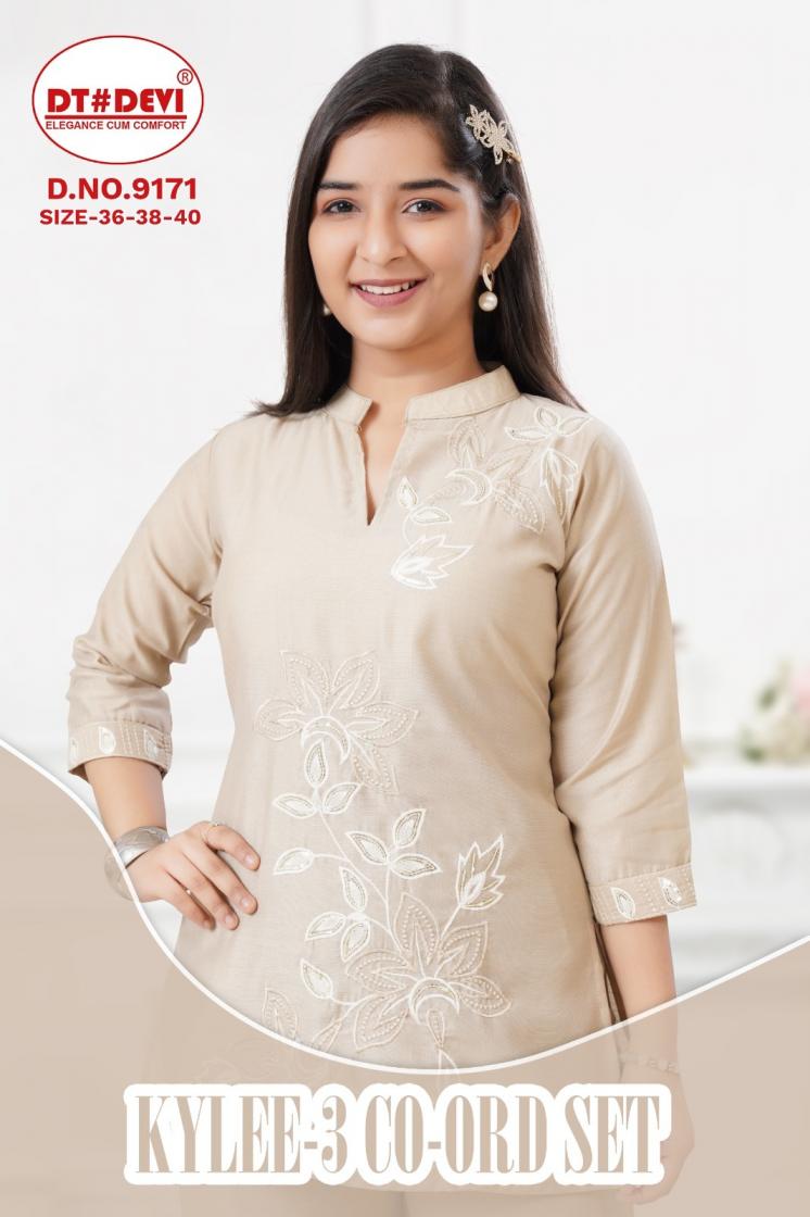 DT DEVI KYLEE VOL 3 9171 VETICAN FULL STITCH COMBO KIDS CO ORD SETS