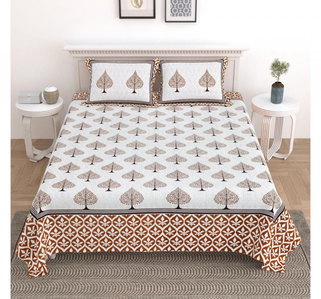 LADO FULL STITCH FANCY SPECIAL COTTON DOUBLE BEDSHEETS WITH 2 PILLOW COVER 