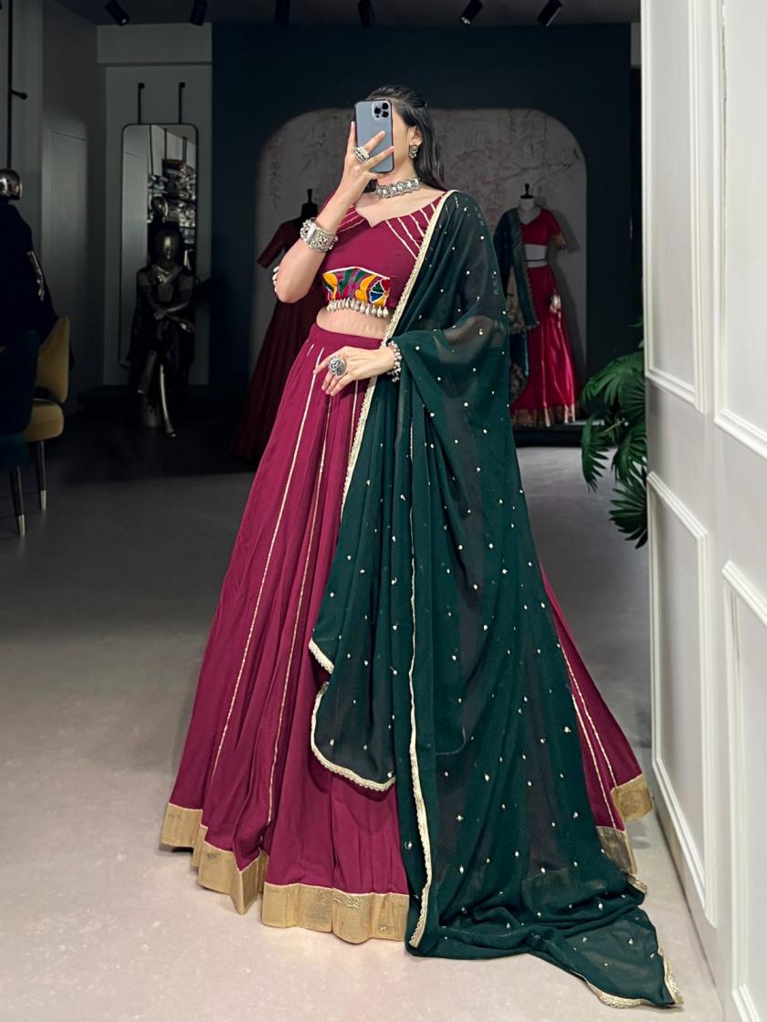 LNB1655 DESIGNER RAYON GOTTA PATTI WORK FULL STITCH CHANIYA CHOLI ONLINE 