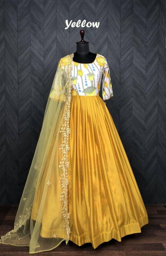 LW 9060 FULL STITCH SATIN MUSLIN FASHIONBALE GOWN WITH DUPATTA 