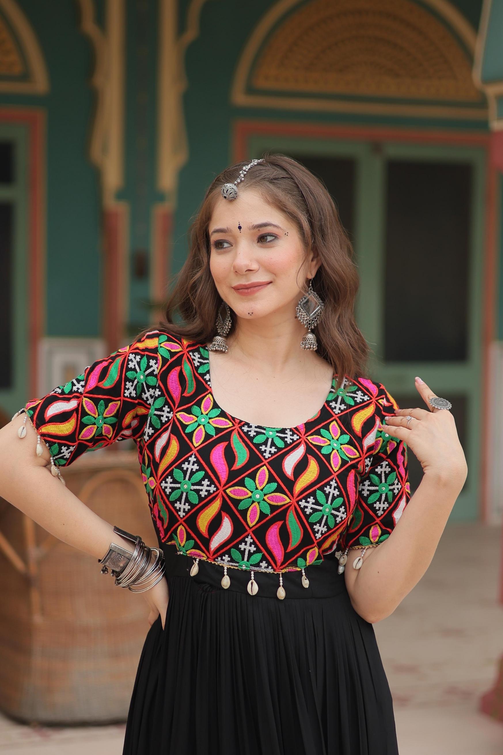 LW 9188 NAVRATRI SPECIAL HIT DESIGN FULL STITCH RAYON GOWN FOR GIRLS 