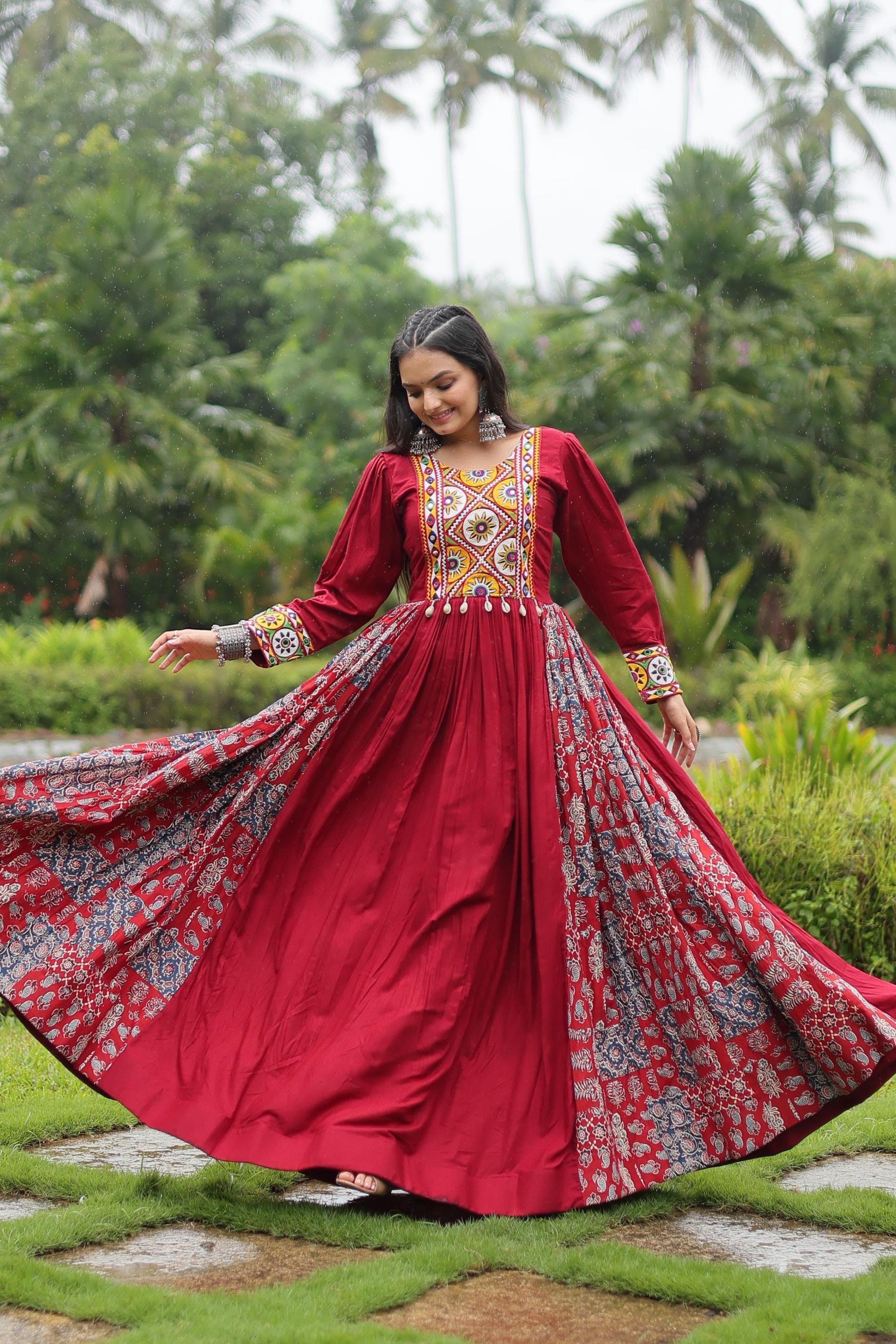 LW 9200 NAVRATRI FESTIVAL RAYON FULL STITCH GOWNS 