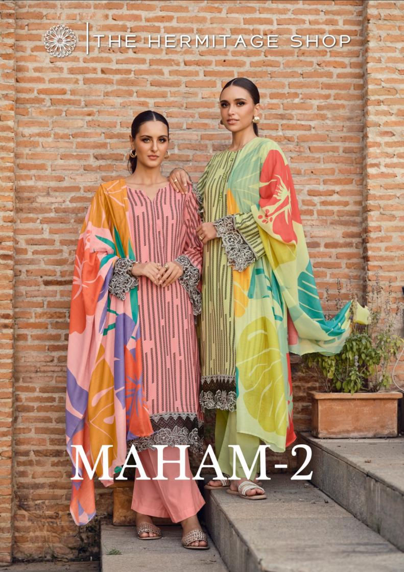 THE HERMITAGE SHOP MAHAM VOL 2 JAM SATIN FULL STITCH PAKISTANI PLUS SIZE SUIT  