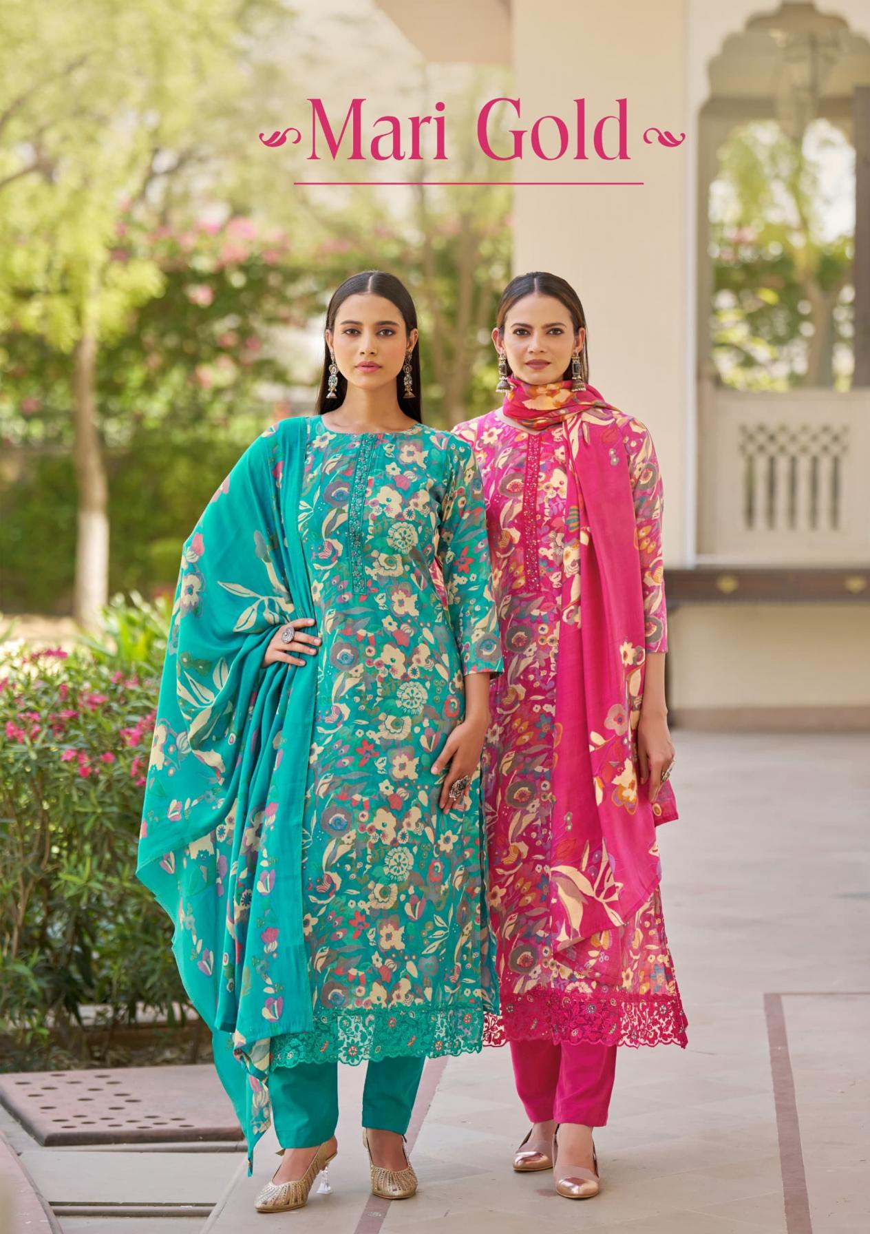 SARGAM MARI GOLD VISCOSE MODAL MUSLINE PRETTY SALWAR KAMEEZ 