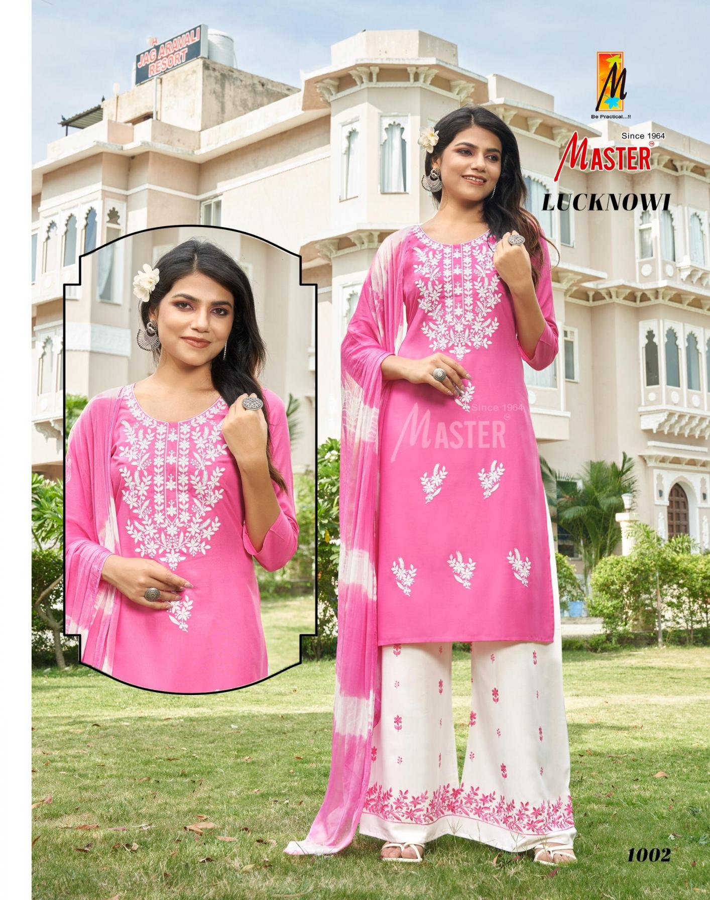 LUCKNOWI BY MASTER RAYON NEW DESIGN FULL STITCH PLAZZO 3PCS DRESS