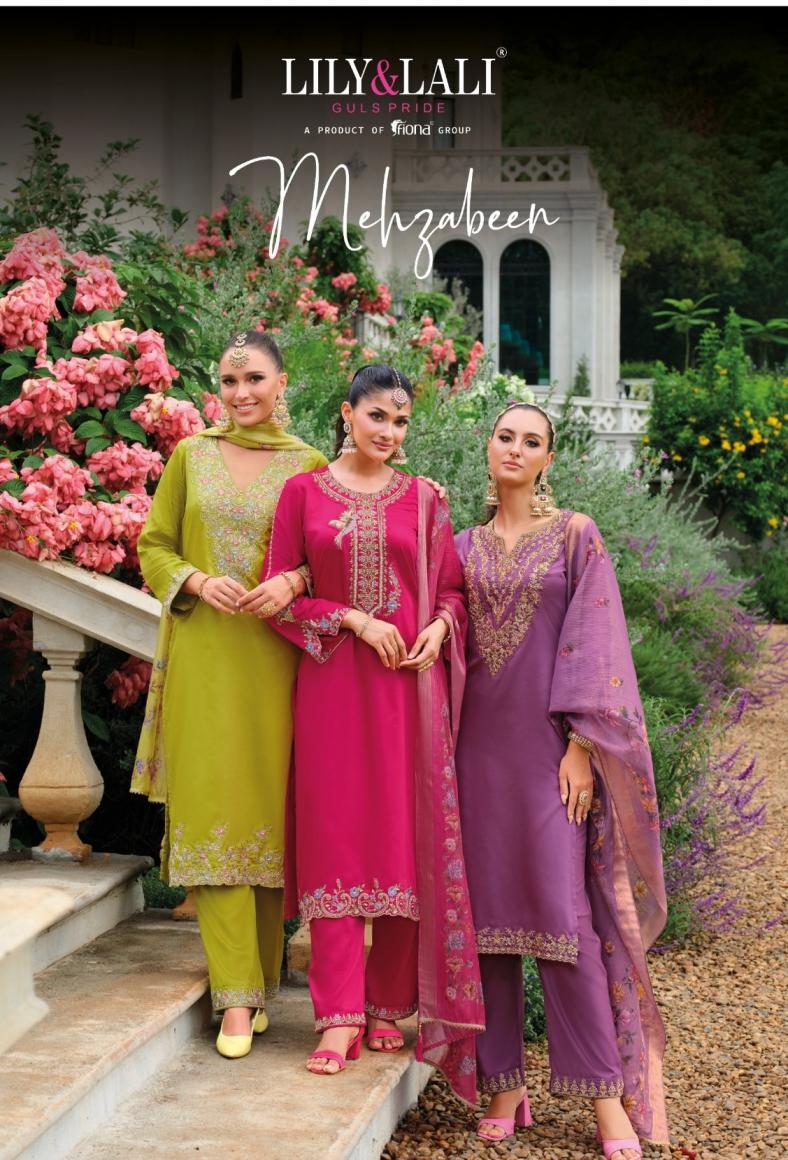 LILY&LALI MHZABEEN READYMADE VISCOSE GAJI SILK DESIGNER SUIT FOR WOMENS 