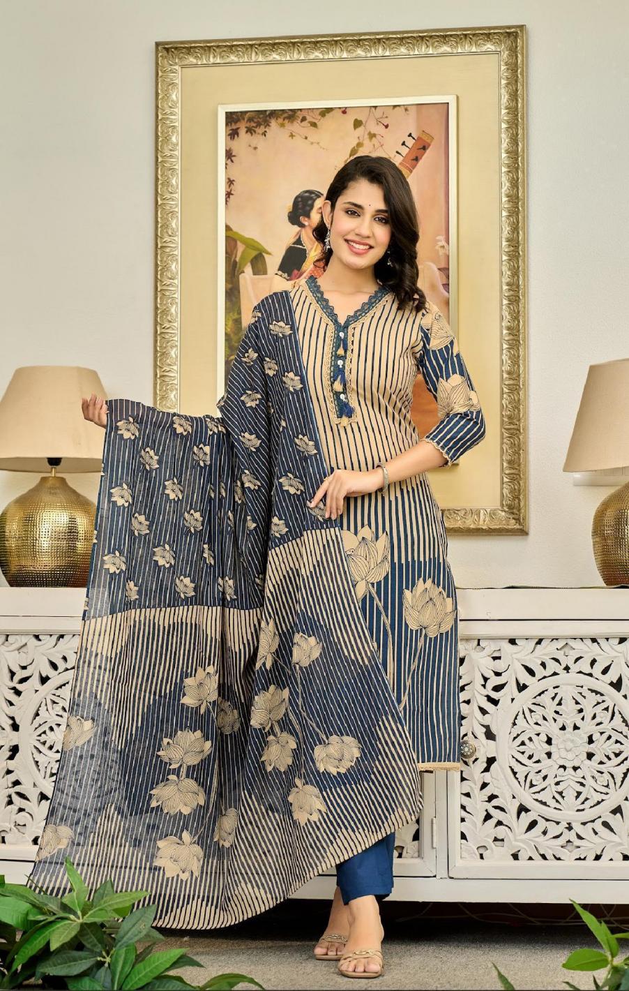 MODERN COTTON READYMADE CLASSIC COMBO 3PCS DUPATTA SET