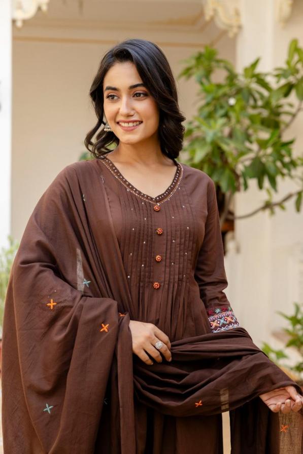 MODERN HIT DESIGN MUL MUL COTTON FULL STITCH COMBO 3PCS DRESS