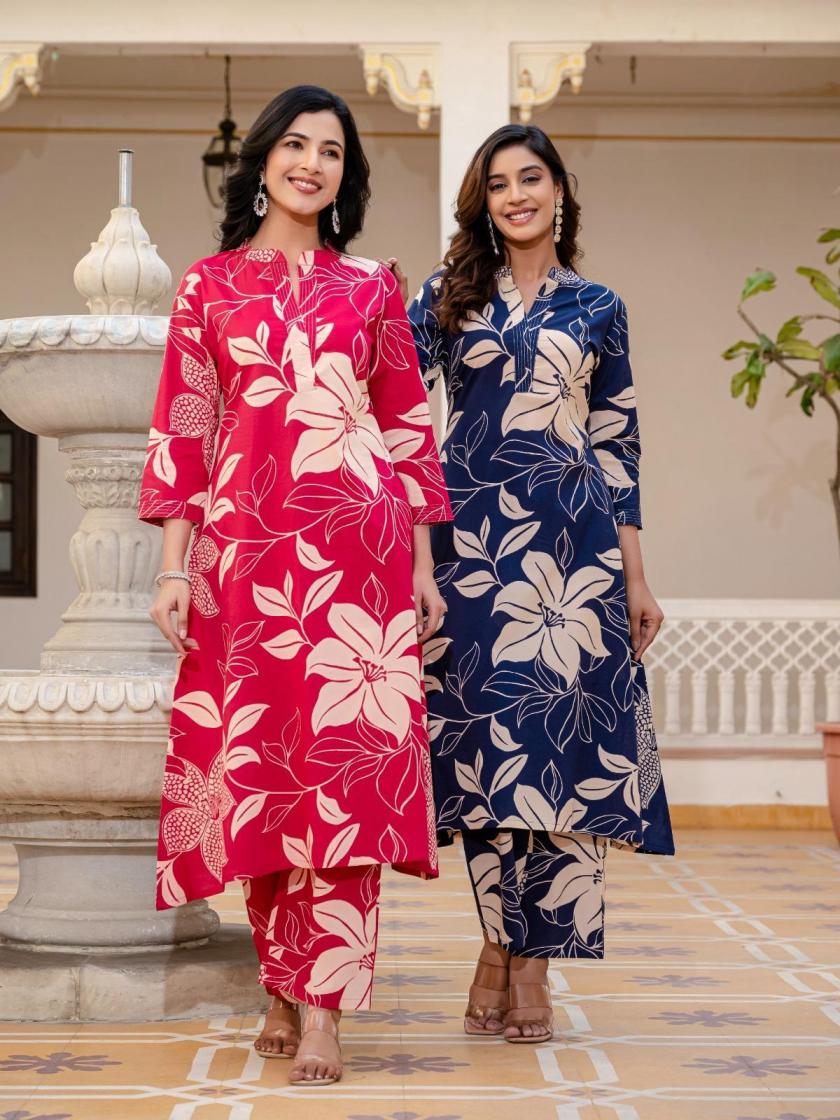 MODERN PATTERN COTTON CASUAL READYMADE COMBO KURTI WITH PAIR