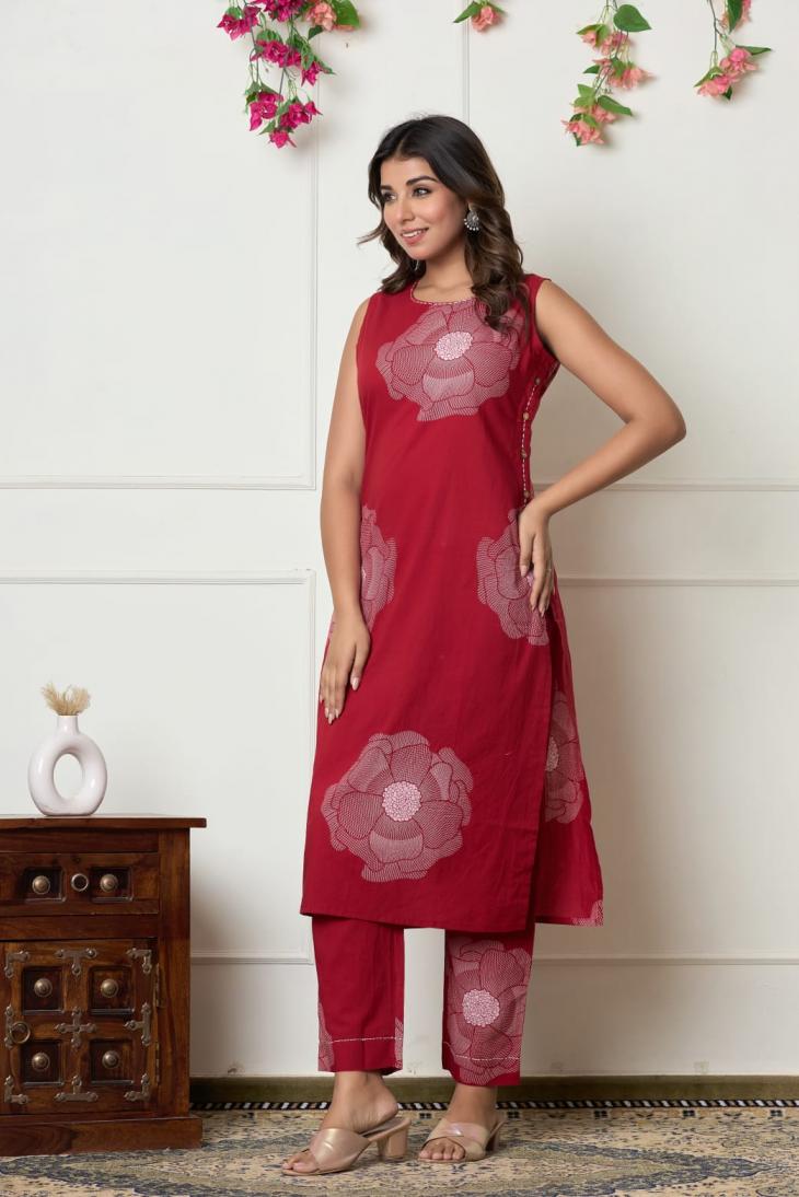 MODERN PATTERN READYMADE COTTON COMBO CO-ORD SET FOR GIRLS 