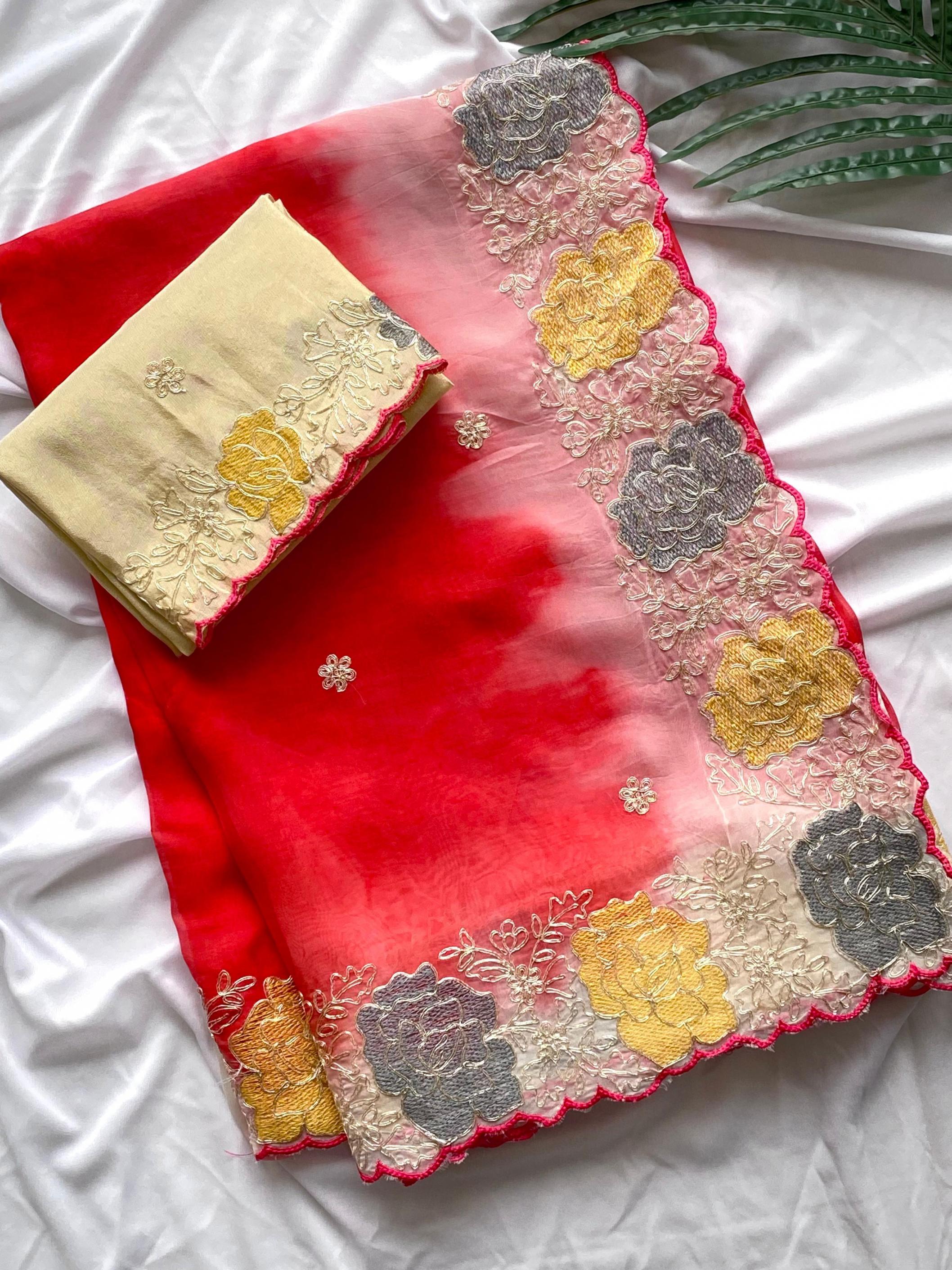 MUKTI POPULAR DESIGN ORGANZA SAREES ONLINE 