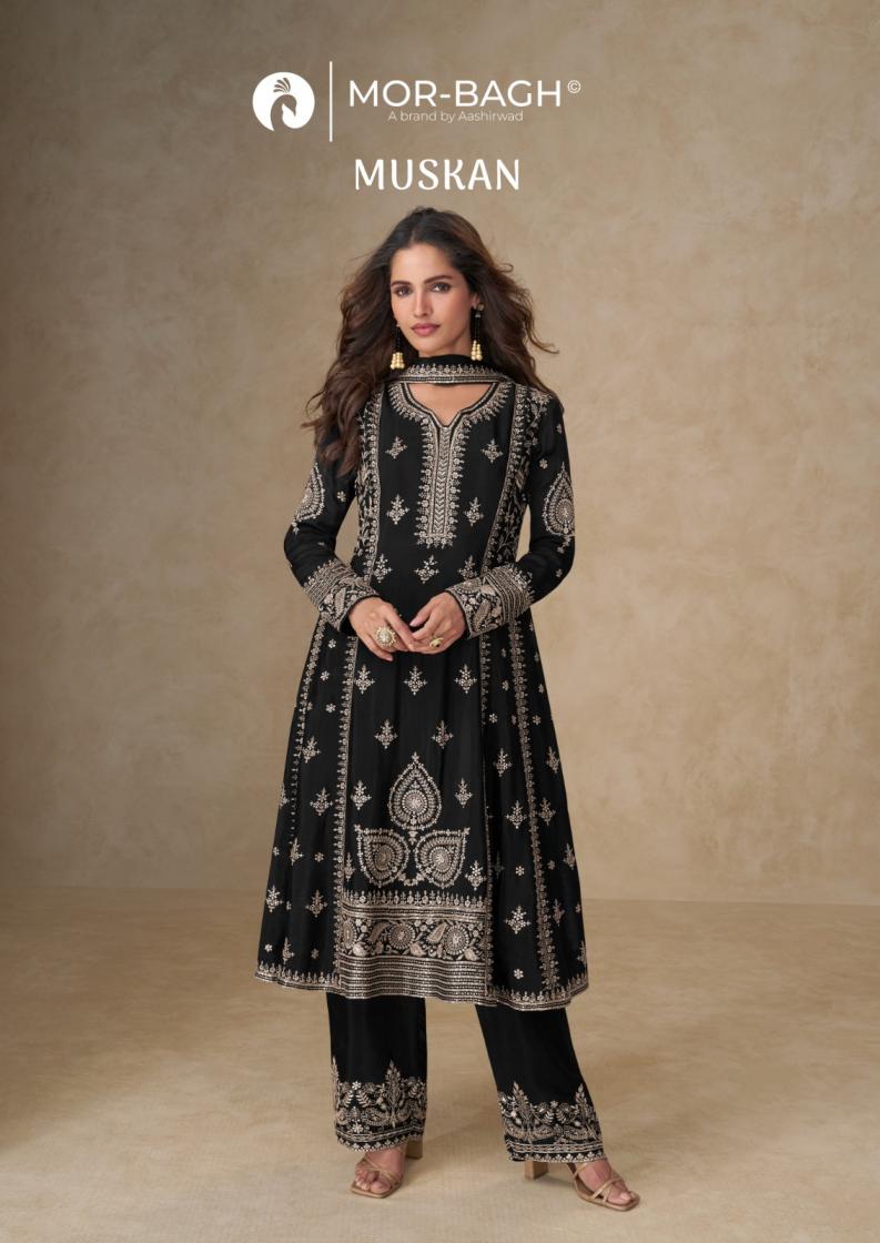 AASHIRWAD CREATION MUSKAN READYMADE CHINON SILK TRENDY PLAZZO SUITS 