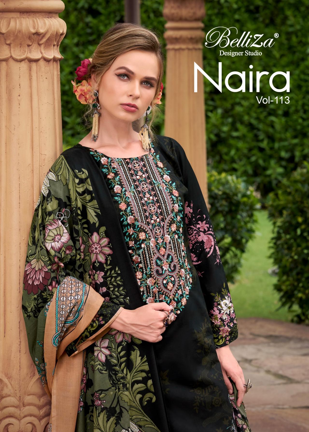 BELLIZA DESIGNER NAIRA VOL 113 FULL STITCH PLUS SIZE COTTON 3PCS DRESS