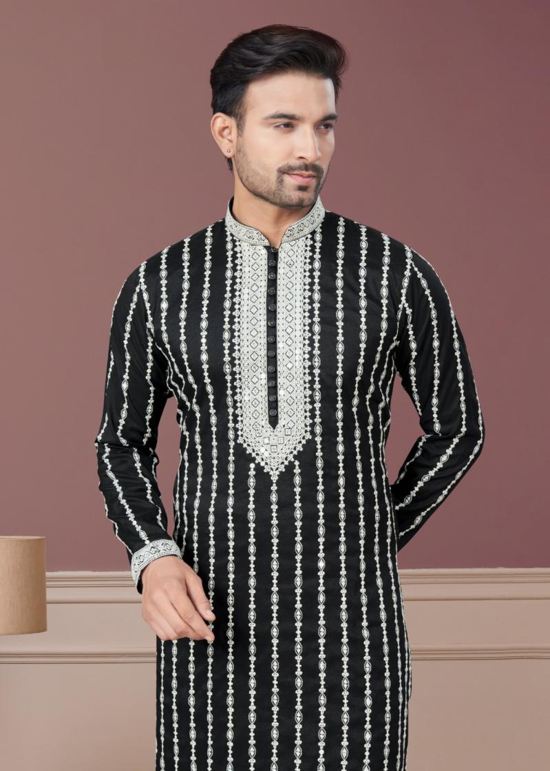WEDDING COLLECTION VOL 27 BY OUTLUK SILK CLASSIC FULL STITCH MENS KURTA PAJAMA 
