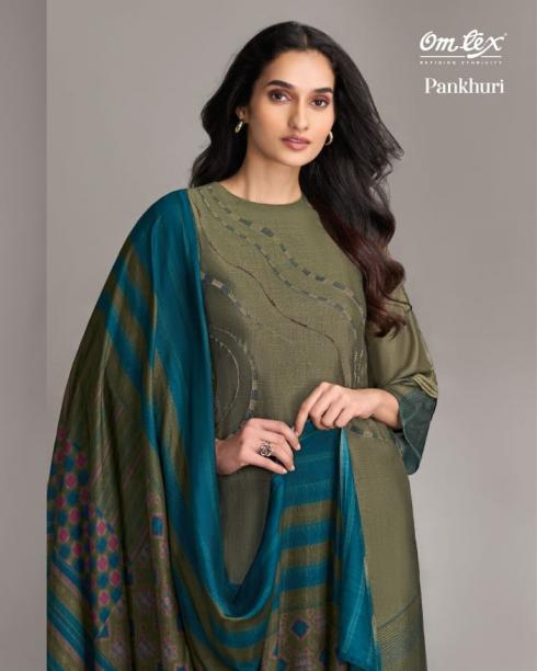 OMTEX PANKHURI SILK AMAZING UNSTITCH 3PCS DRESS