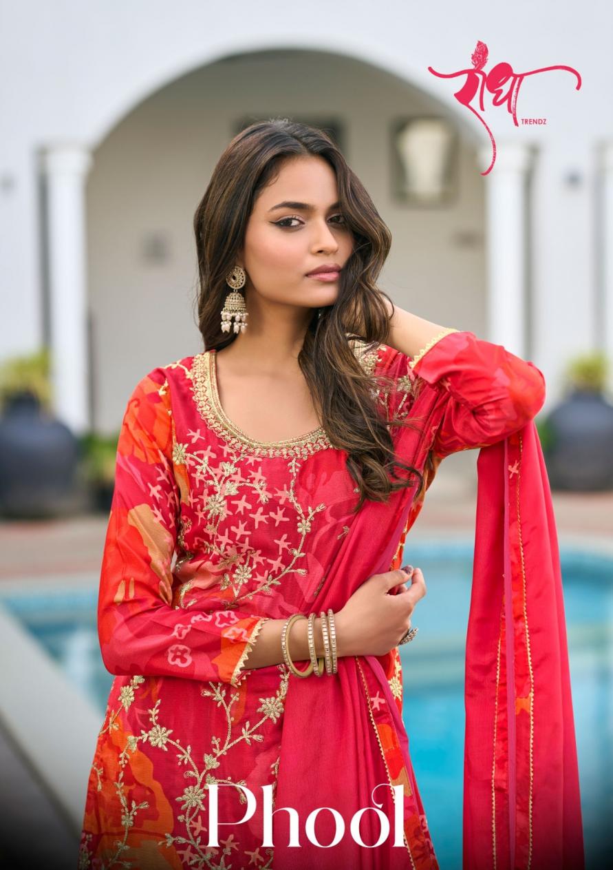 RADHA TREDNZ PHOOL CHINON CLASSIC LOOK FULL STITCH PLAZZO SUITS 