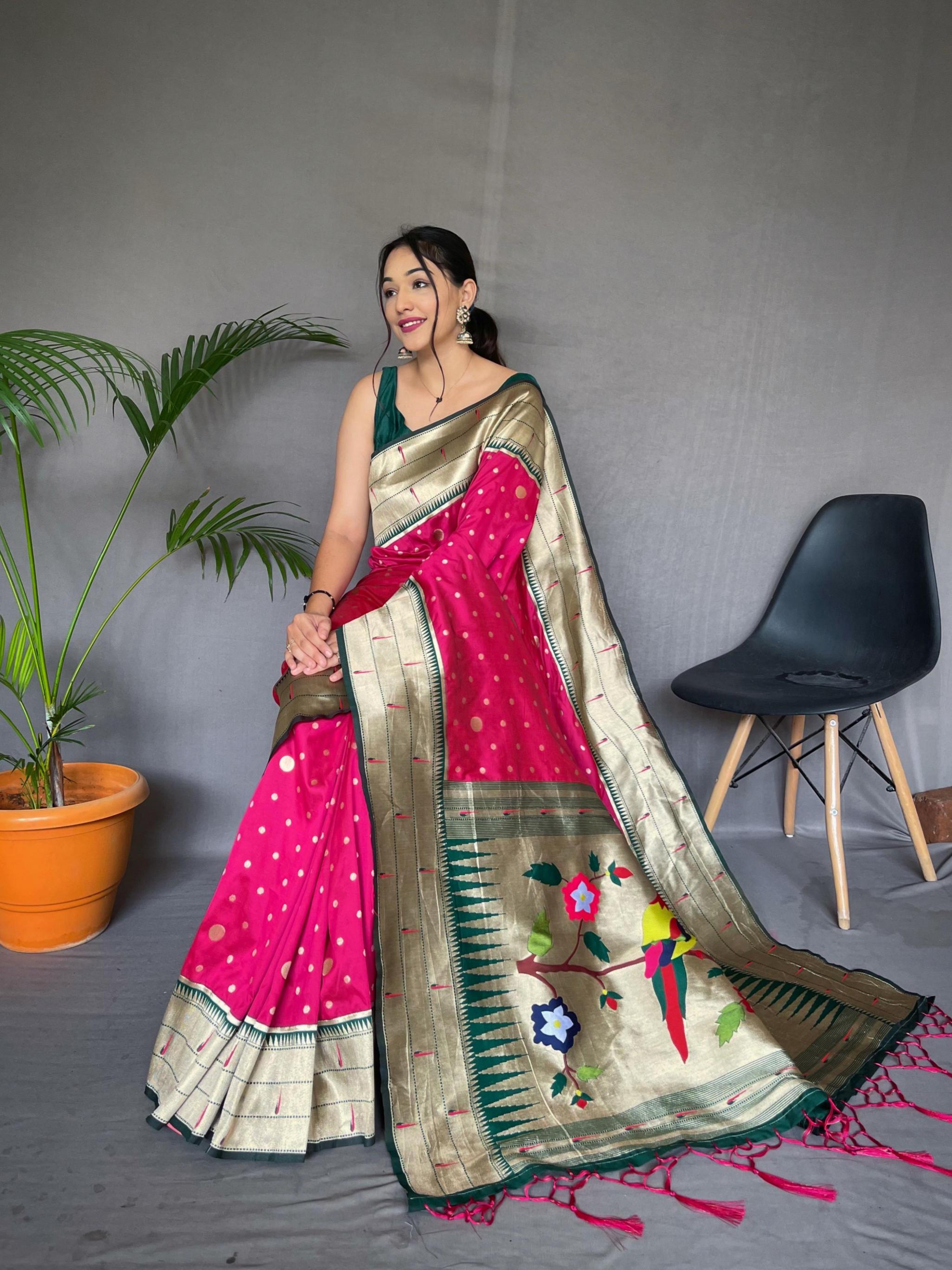 POLKA PAITHANI SILK HIT DESIGN FANCY SAREE ONLINE  