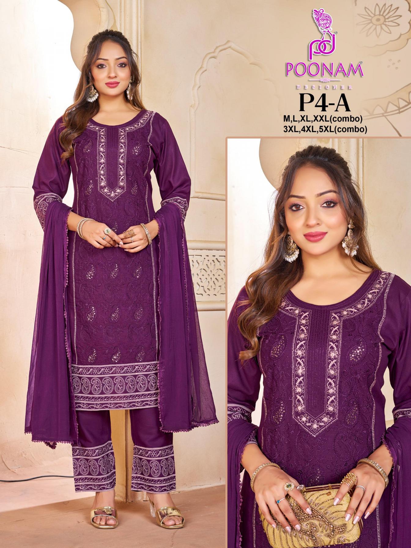 PA-PF BY POONAM DESIGNER RAYON READYMADE FANCY COMBO 3PCS DRESS