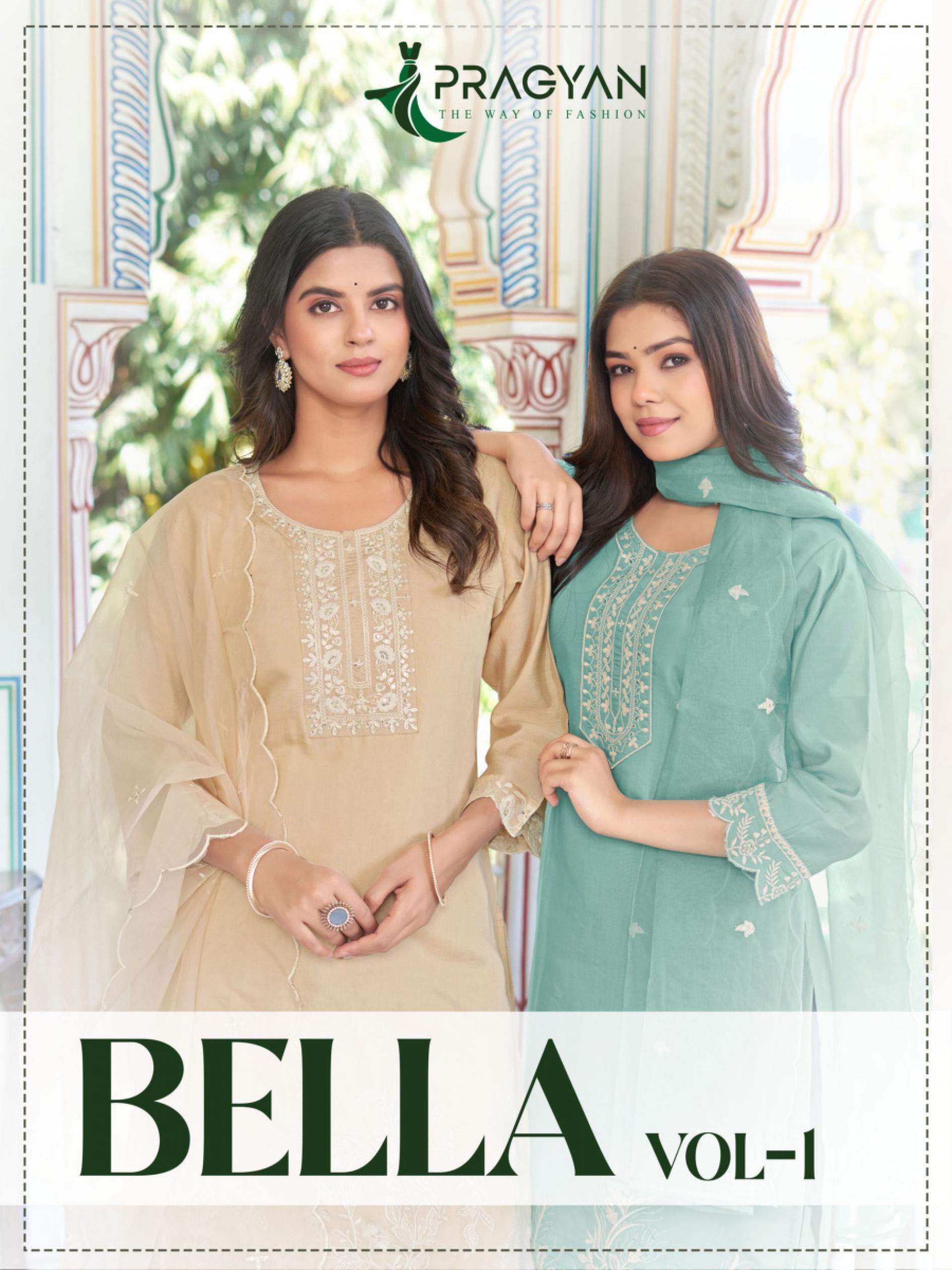 BELA VOL 1 BY PRAGYAN READYMADE CLASSIC LOOK ROMAN SILK 3PCS DRESS