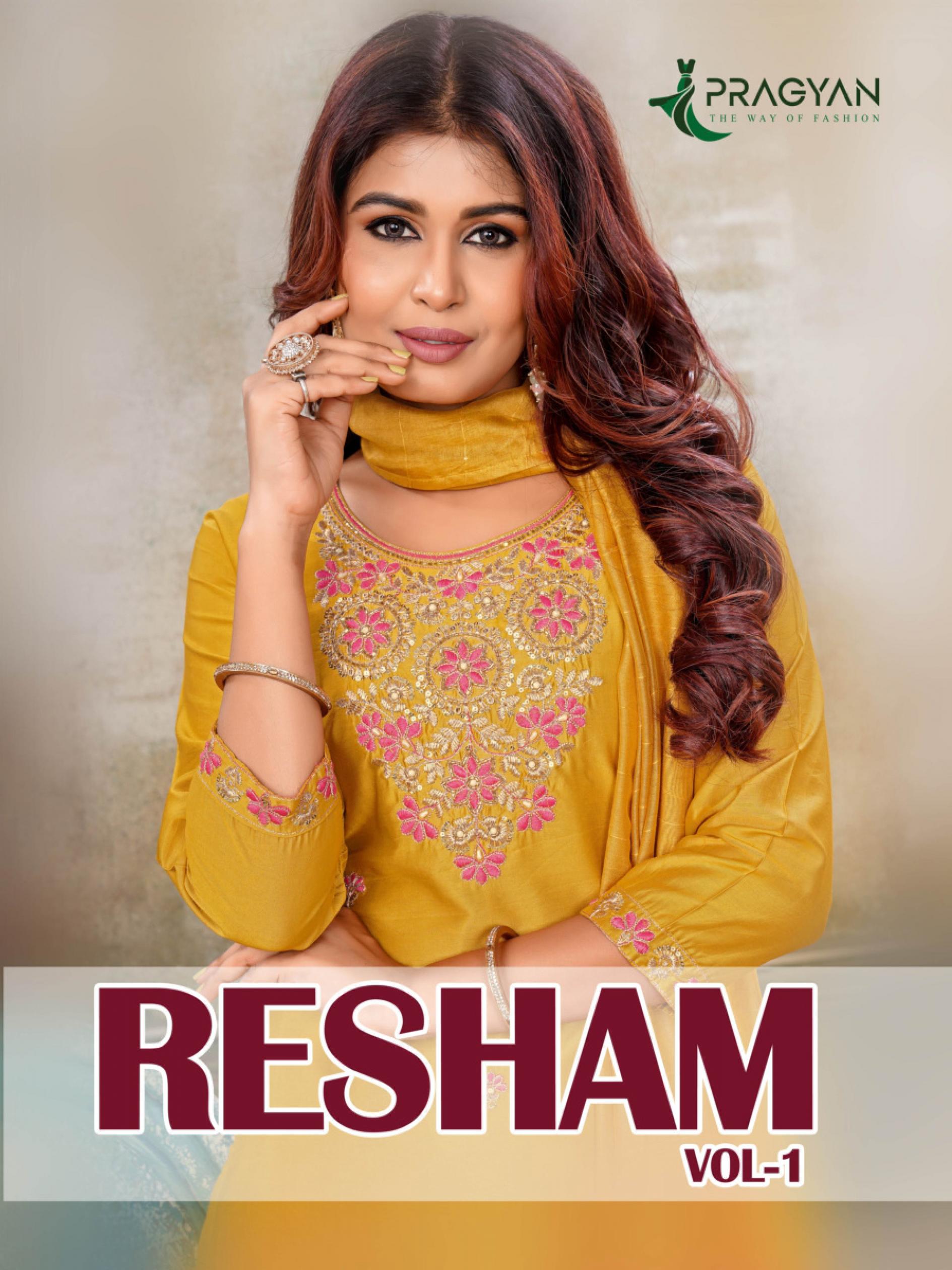 RESHAM VOL 1 BY PRAGYAN CHANDERI HIT DESIGN READYMADE 3PCS DRESS
