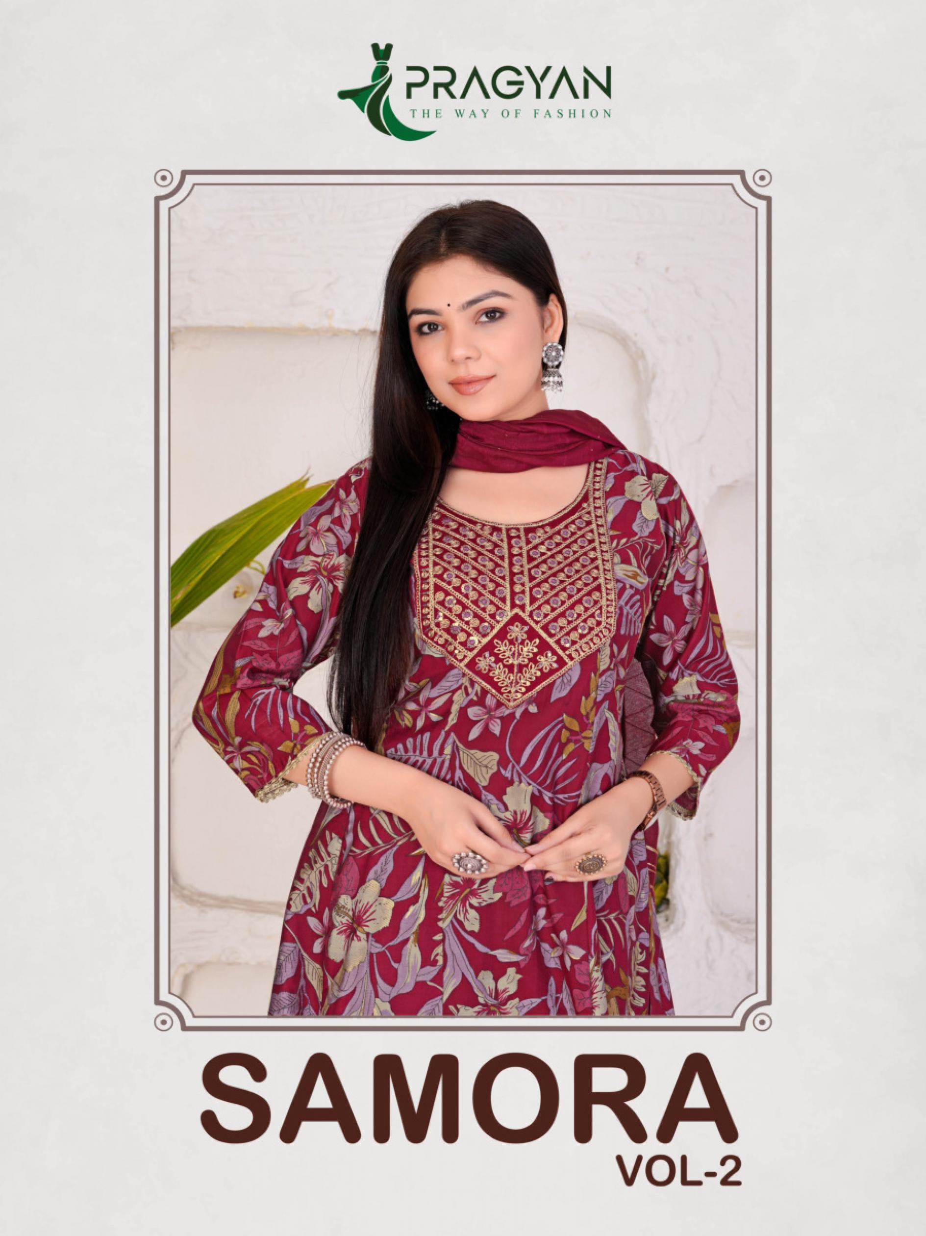 SAMORA VOL 2 BY PRAGYAN READYMADE UNIQUE MODAL CHANDERI SILK 3PCS DRESS