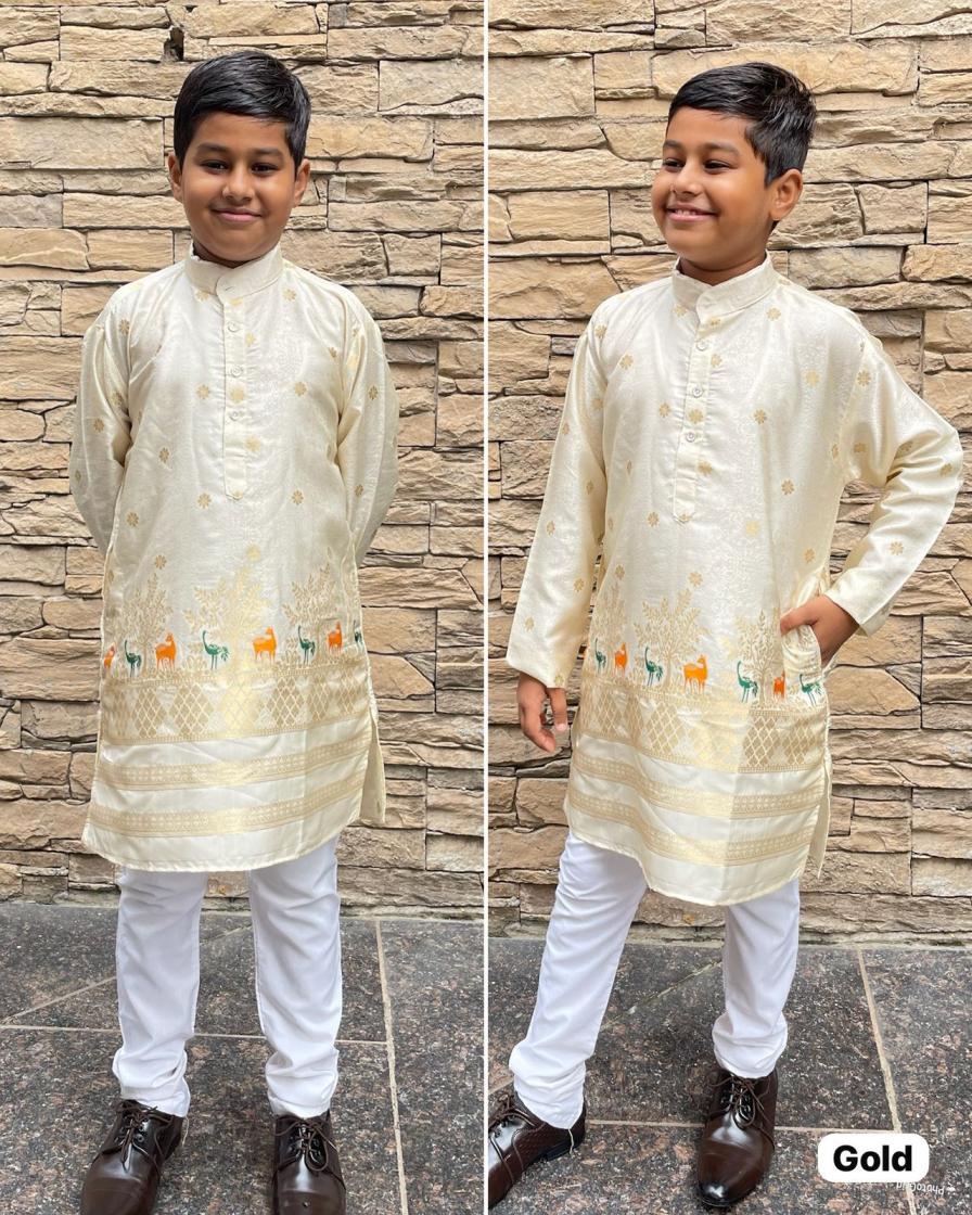 PRINCE VOL 2 SILK WITH JACQUARD STYLISH READYMADE KIDS KURTA PAJAMA ONLINE 