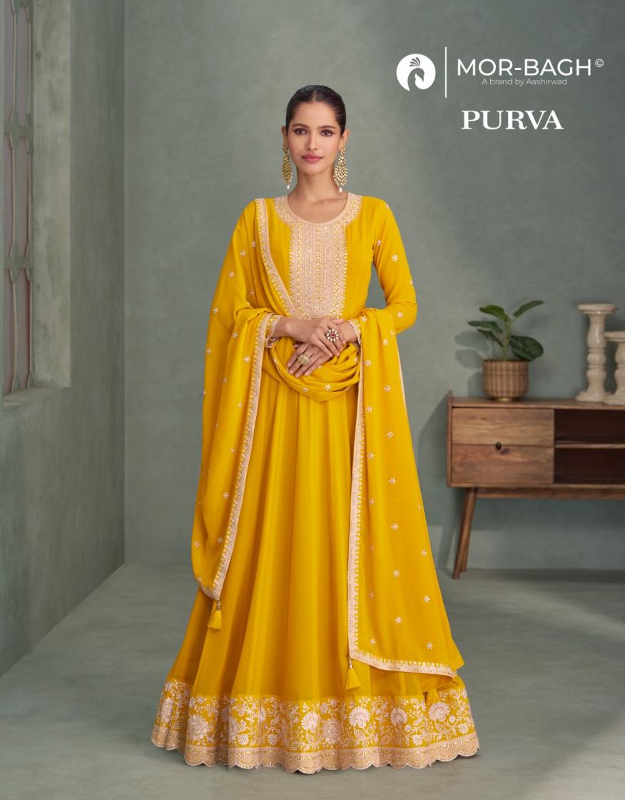 AASHIRWAD CREATION PURVA FULL STITCH GEORGETTE CLASSIC GOWN WITH DUPATTA 