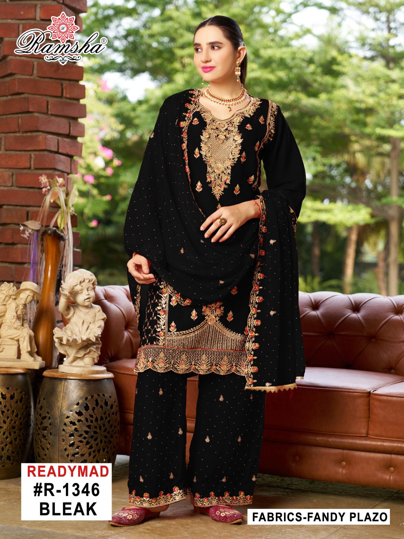 RAMSHA R 1346 NX FANDY MODERN PAKISTANI FULL STITCH PLAZZO 3PCS DRESS