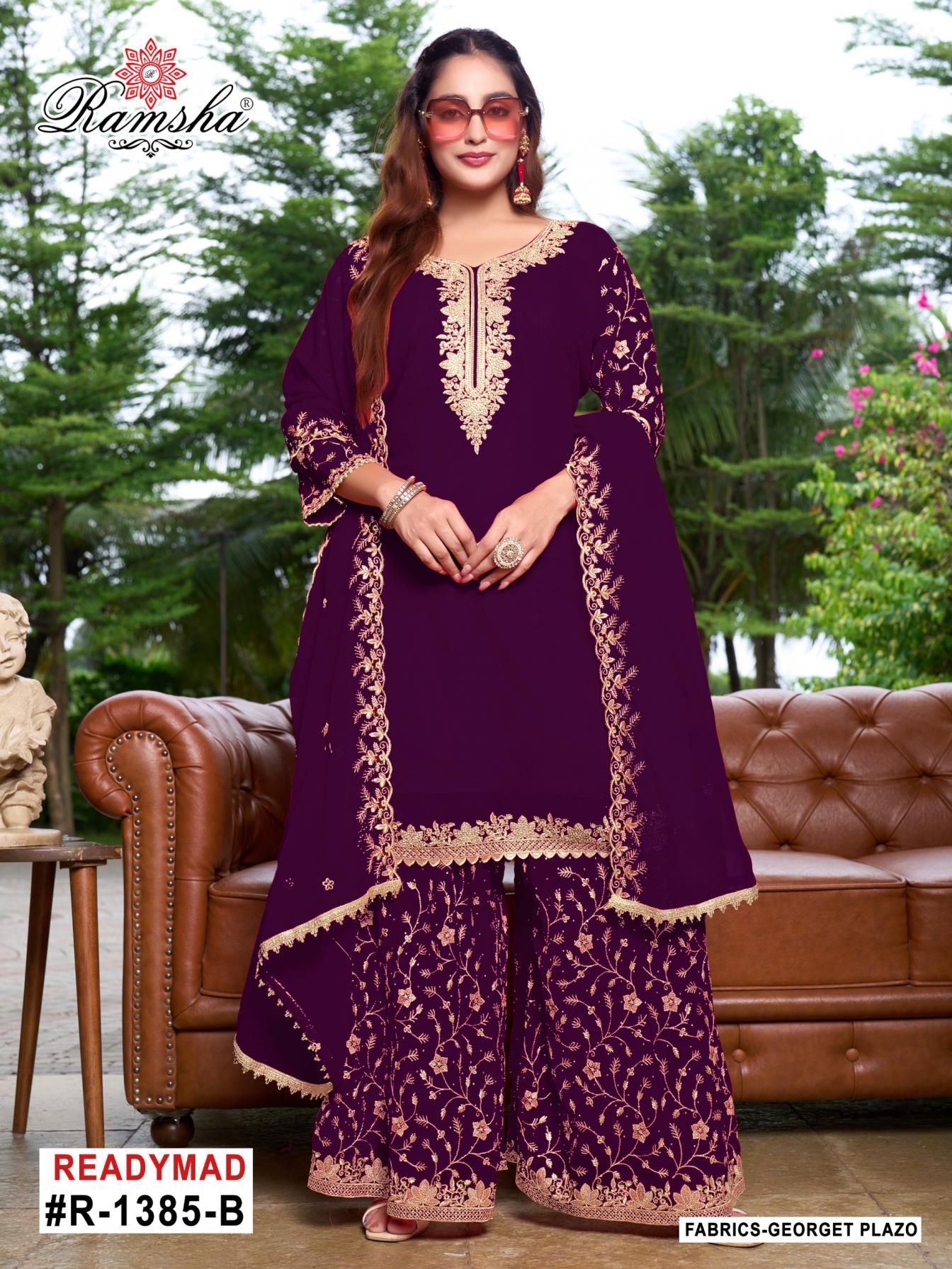 RAMSHA R 1385 NX GEORGETTE HIT DESIGN FULL STITCH PAKISTANI 3PCS DRESS