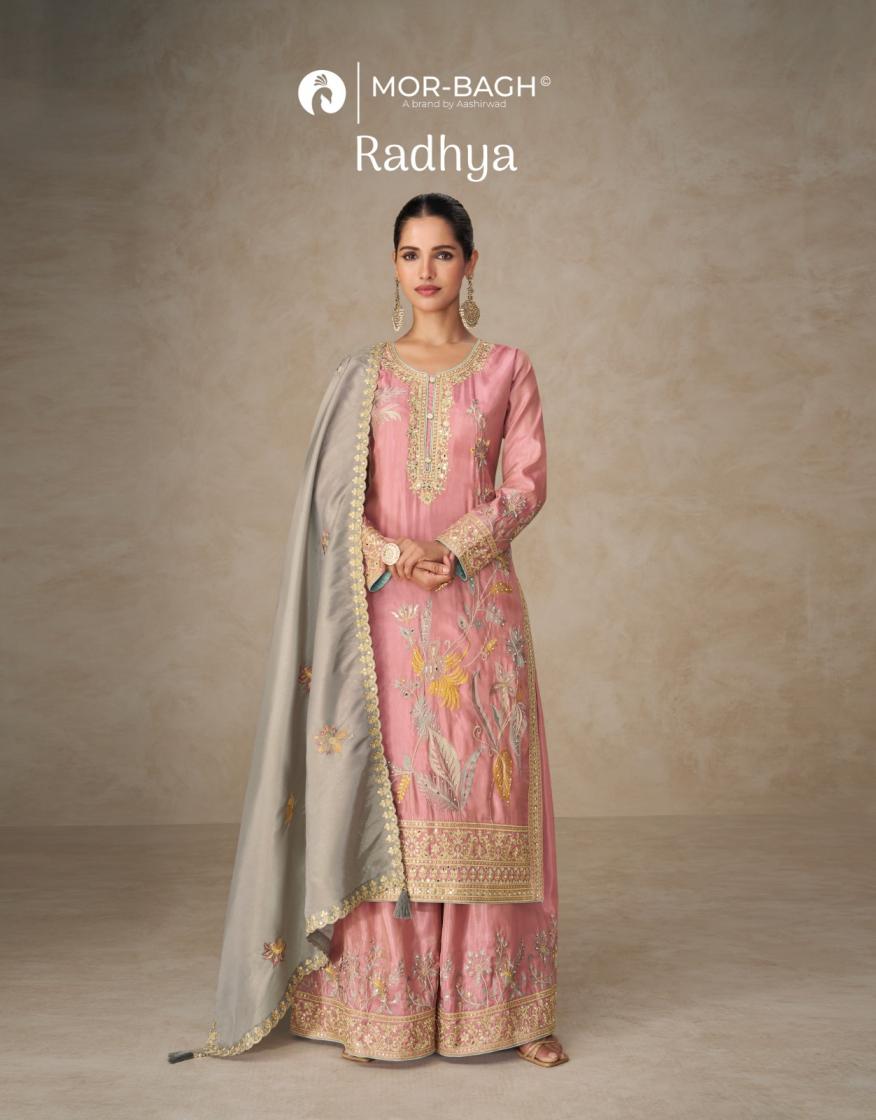 AASHIRWAD CREATION RADHYA FULL STITCH DESIGNER SIMAR SILK PLAZZO DRESS