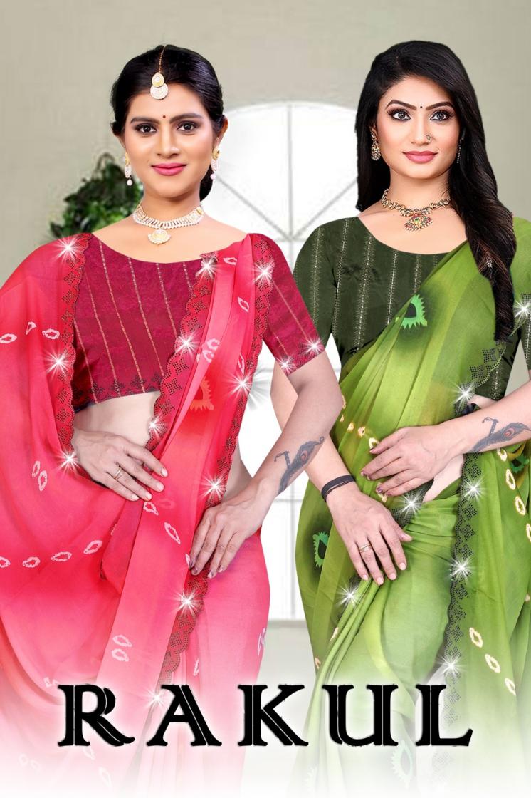 RAKUL FANCY CHOCOLATE BLACK DIMOND WORK BEST SAREE ONLINE 