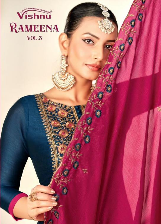 VISHNU RAMEENA VOL 3 HIT DESIGN FULL STITCH VICHITRA SILK SALWAR SUIT 