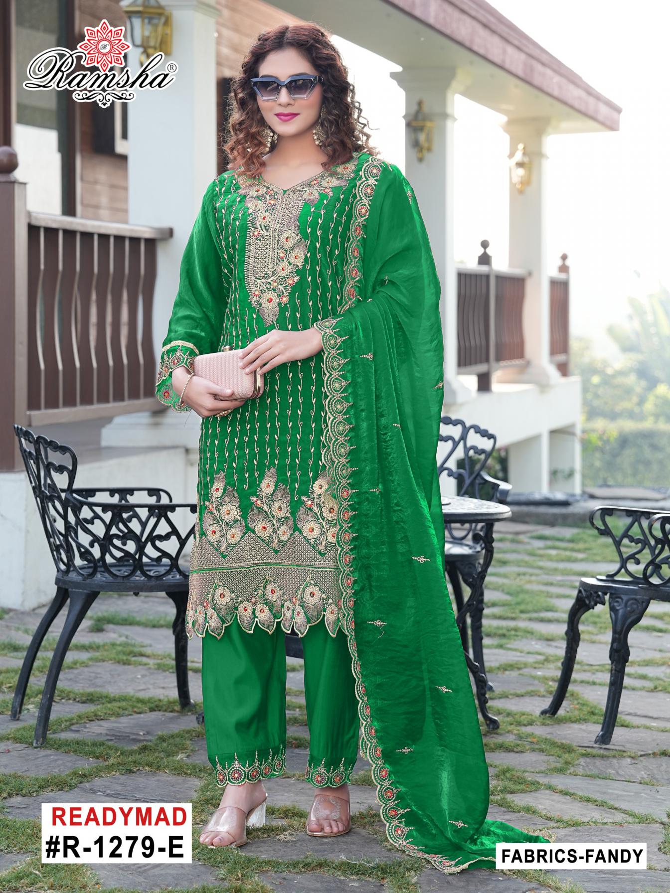 R 1279 BY RAMSHA FANDY FULL STITCH MODERN PAKISTANI 3PCS DRESS