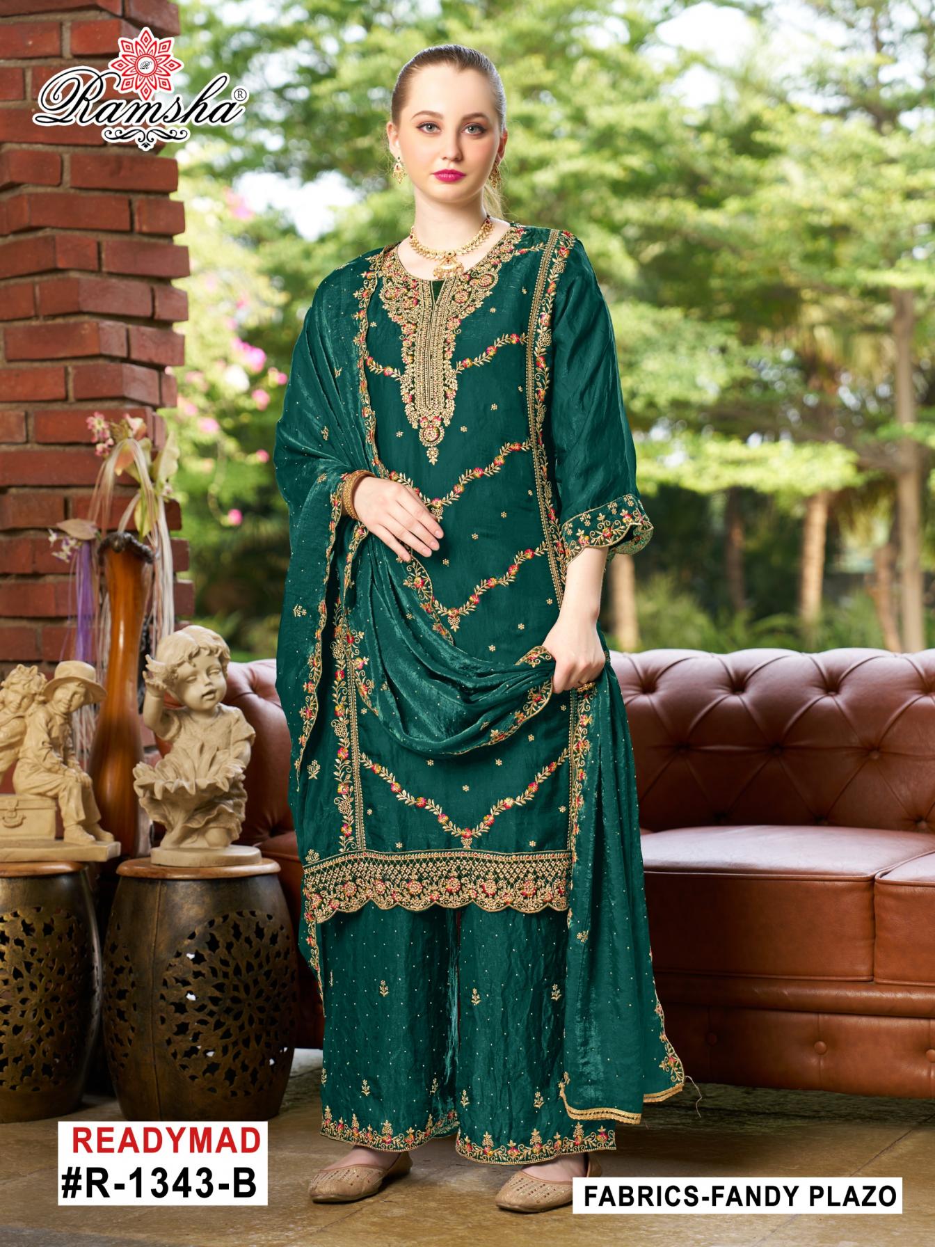 R 1343 NX BY RAMSHA FANDY DESIGNER FULL STITCH PAKISTANI SUITS 