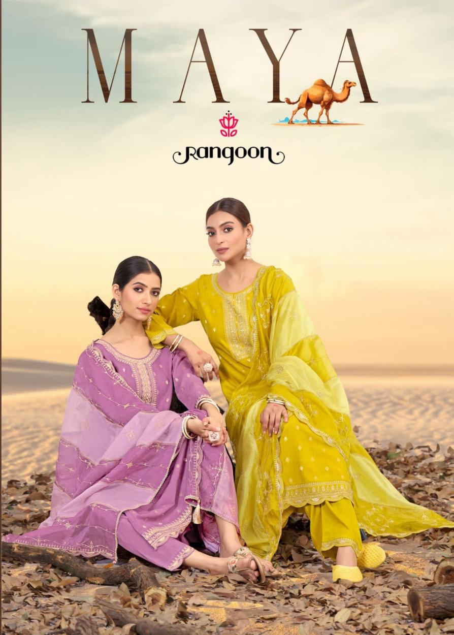 MAYA BY RANGOON VISCOSE JACQUARD READYMADE 3PCS DRESS