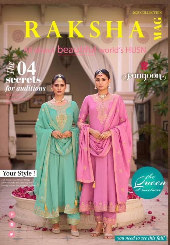 RAKSHA BY RANGOON FULL STITCH SILK ANARKALI STYLE 3PCS DRESS