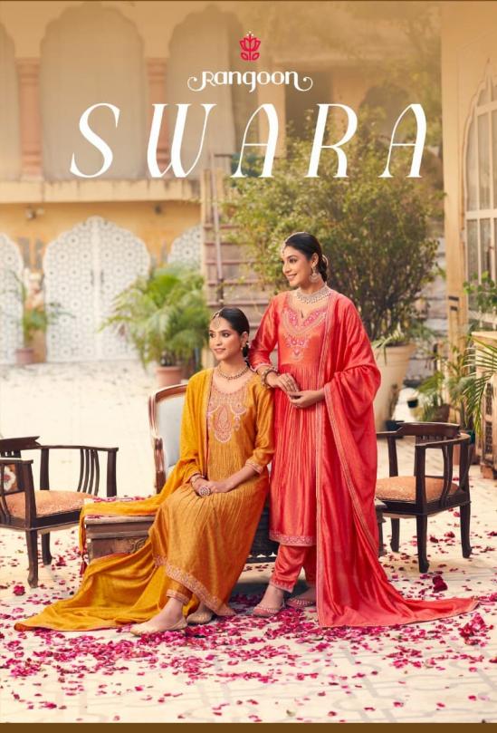SWARA BY RANGOON SILK FANCY FULL STITCH DESIGNER 3PCS DRESS
