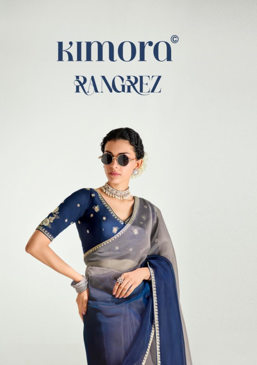 KIMORA RANGREZ PARTY WEAR ORGANZA TISSUE SAREES ONLINE 