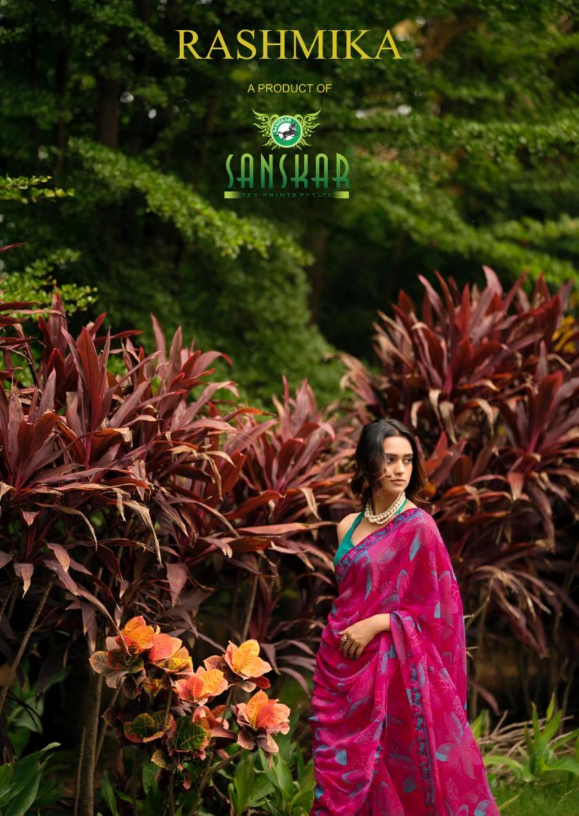 SANSKAR TEX PRINTS RASHMIKA UNIQUE GEORGETTE SAREES 