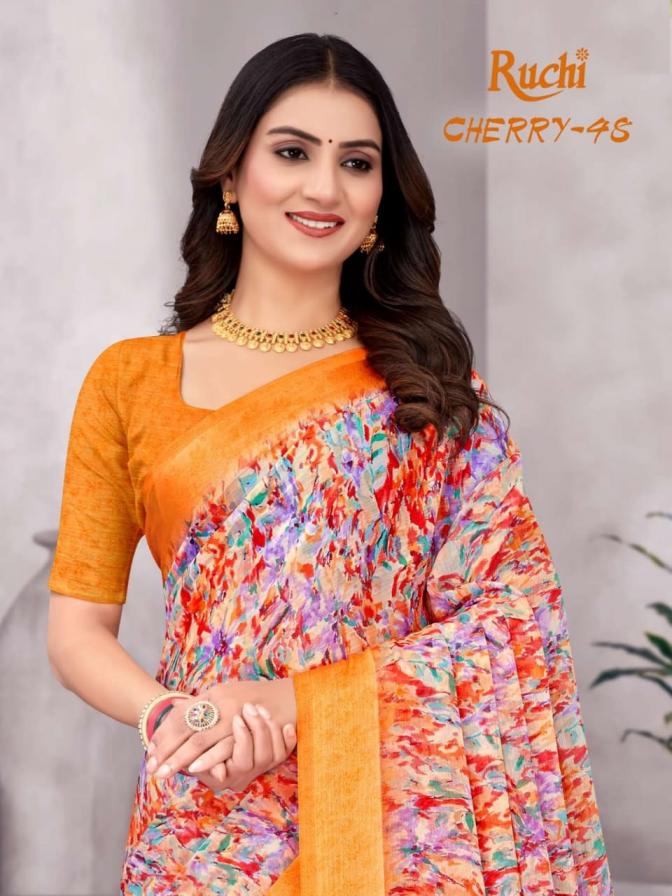 CHERRY VOL 48 BY RUCHI CHIFFON SARTIN CASUAL SAREES  