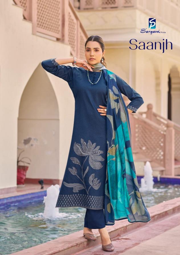 SARGAM PRINTS SAANJH CASUAL JAM PRINT UNSTITCH SUITS ONLINE 