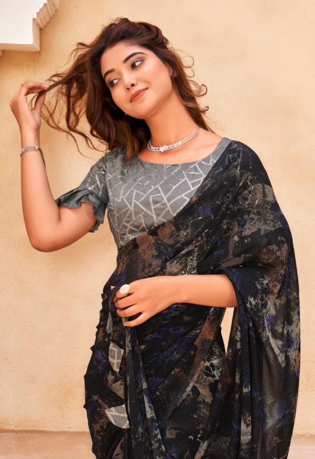 STAVAN LAUNCH SAGAAI CHIFFON PRETTY LOOK SAREE ONOINE 